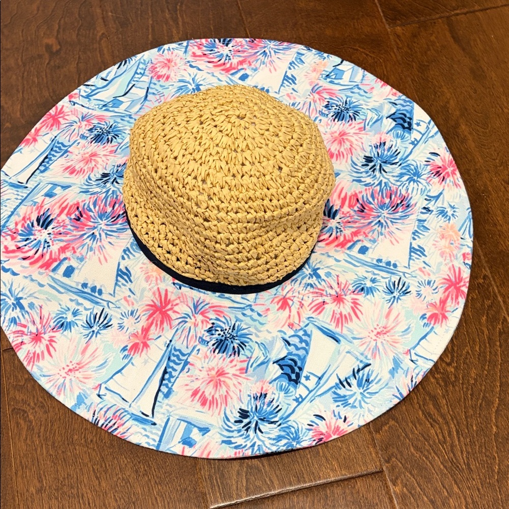 Lilly Pulitzer Floral Print Fabric with Pink and Blue Accents